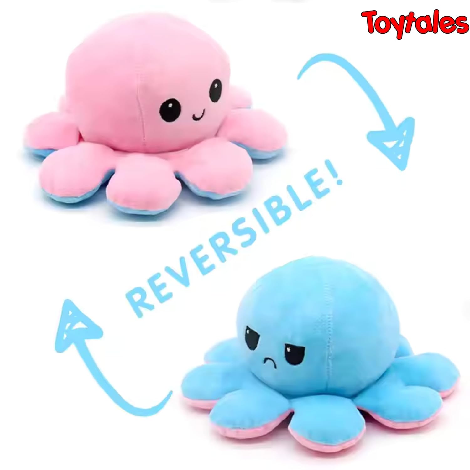 TOYTALES Reversible Octopus Plush Soft Toy Flip Design Cute Stuffed Animal for Kids