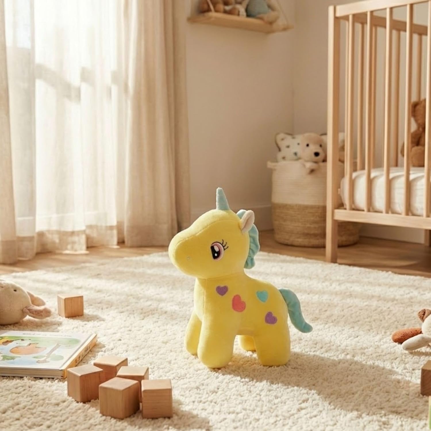 TOYTALES Unicorn Soft Toy Huggable Plush for Kids 25cm, Yellow