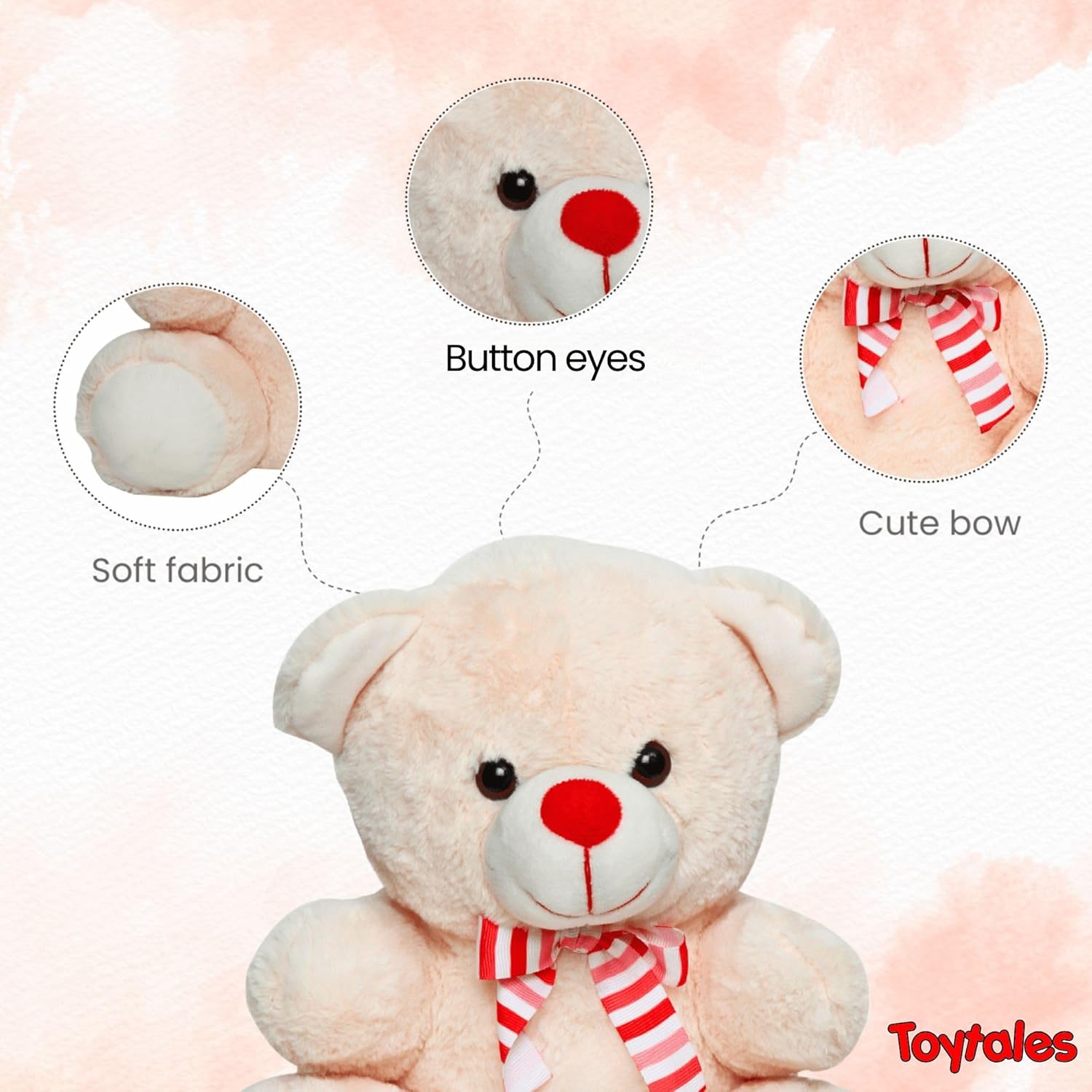 TOYTALES Wonder Teddy Bear Plush Soft Toy Cute Huggable Gift For KIds