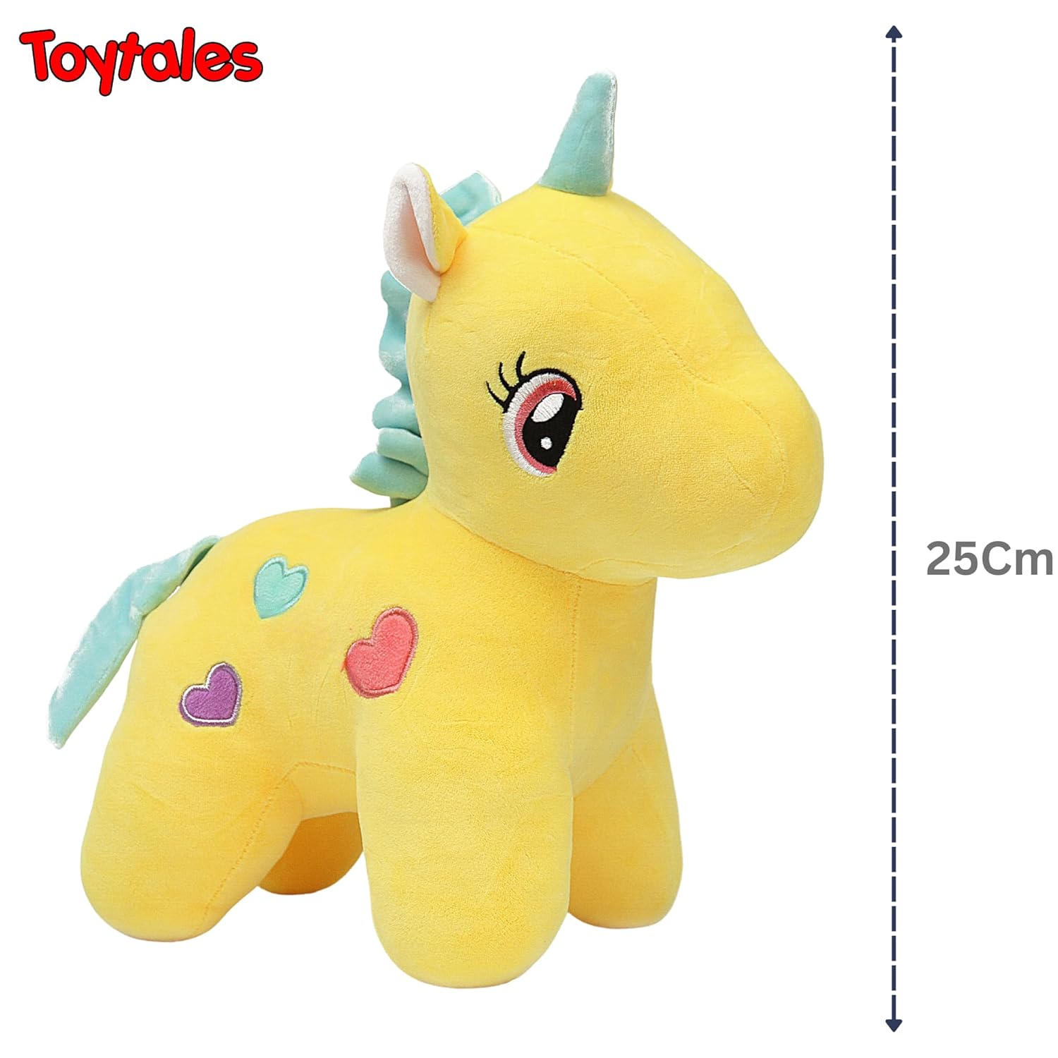 TOYTALES Unicorn Soft Toy Huggable Plush for Kids 25cm, Yellow