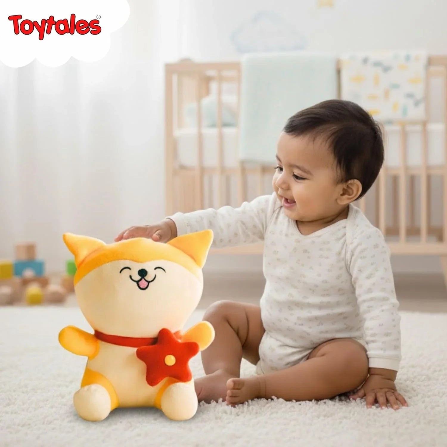 TOYTALES Soft Cat Plush Toy Cute Kitty with Flower, 20cm