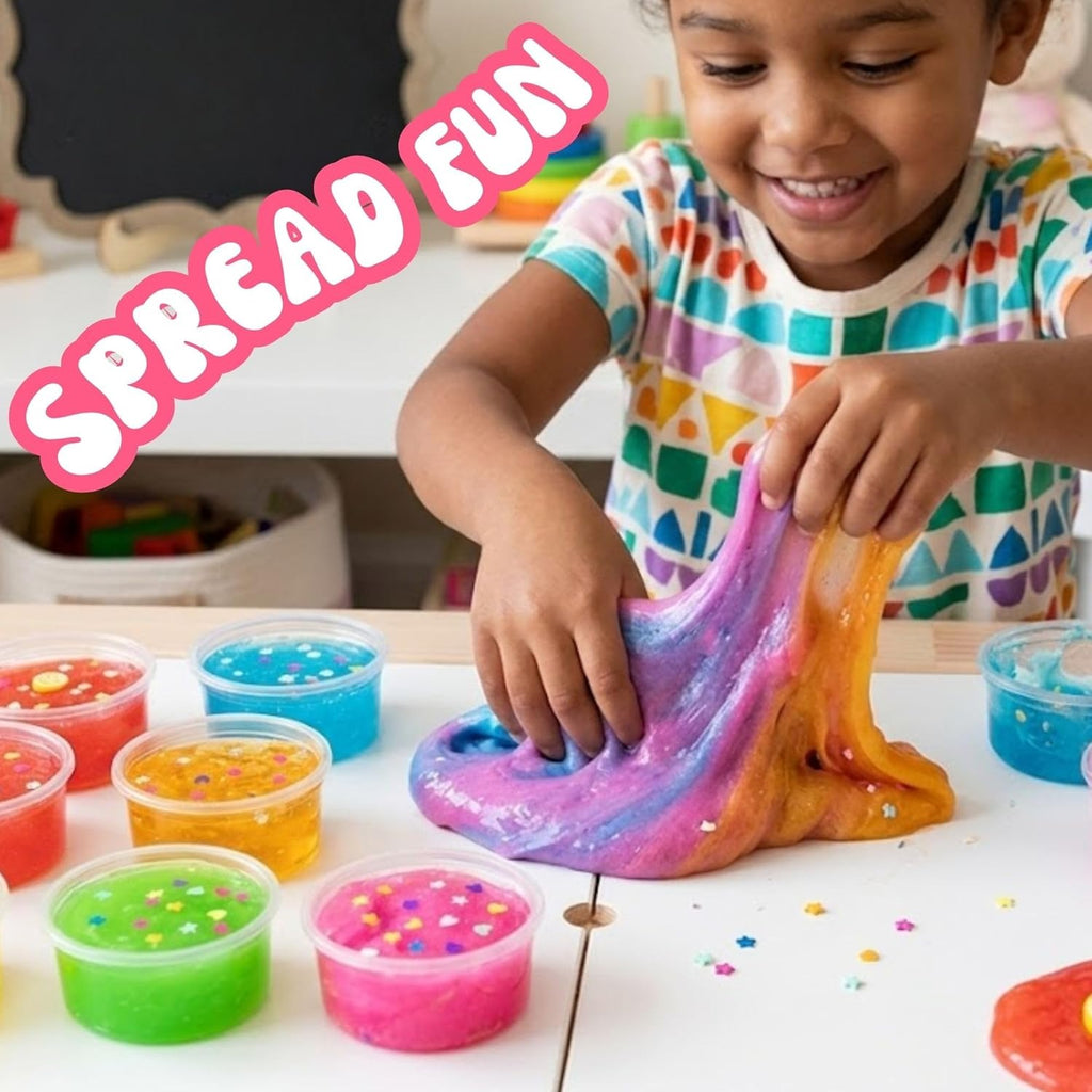 Colorful Glitter Slime Cups for Kids with Bright Colors